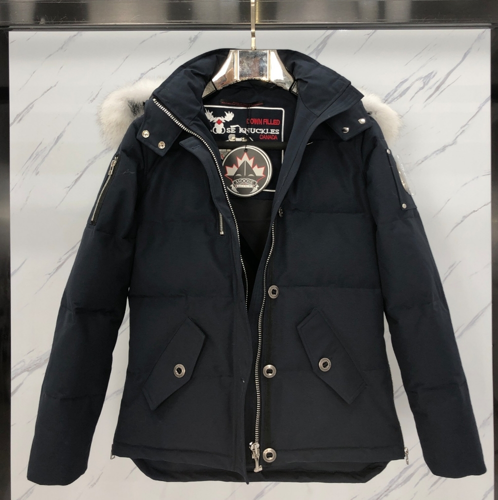 Moose knuckles Black hooded down jacket